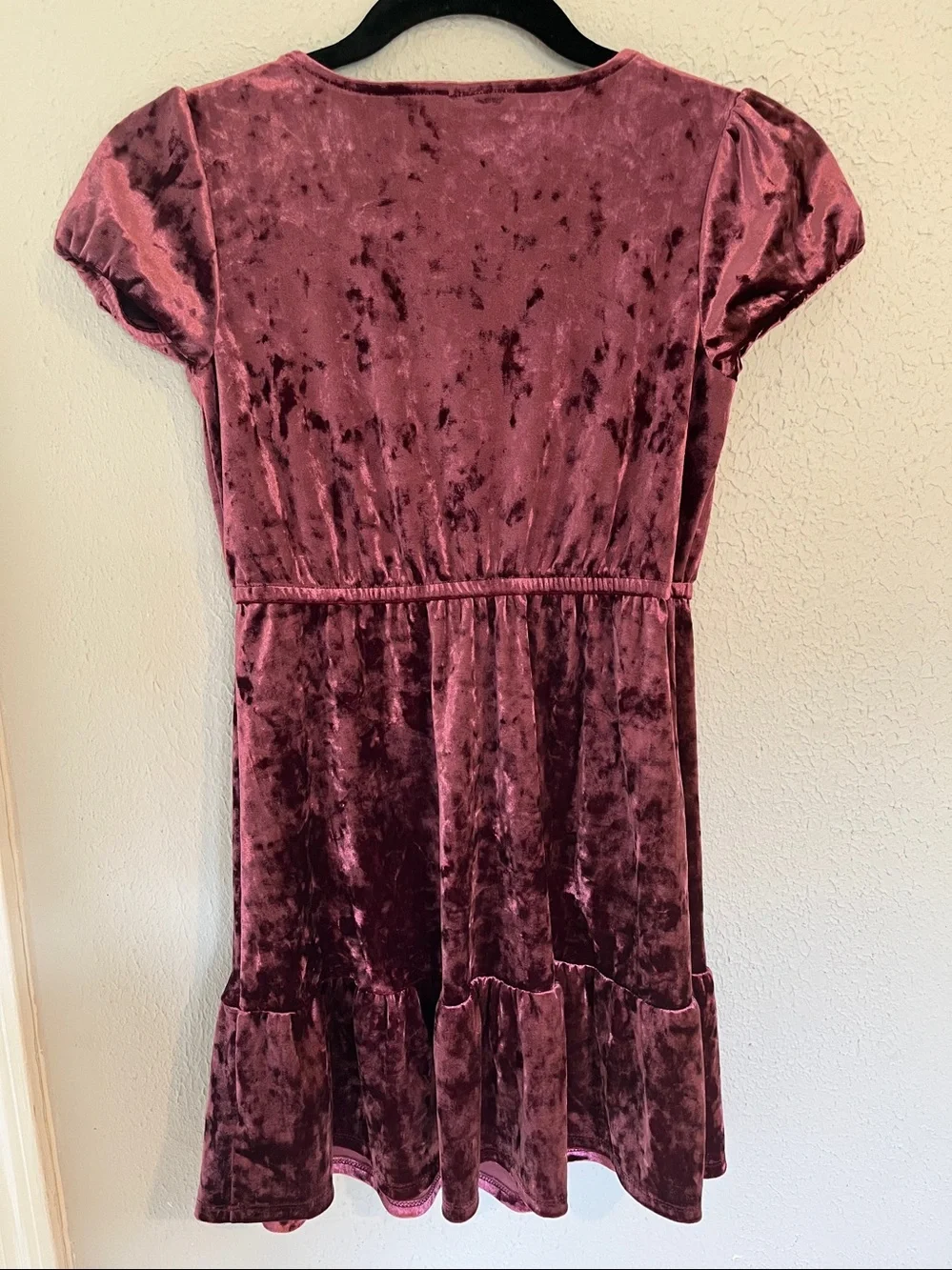 OshKosh B'gosh Girls' Velvet Short Sleeve Dress - Plum